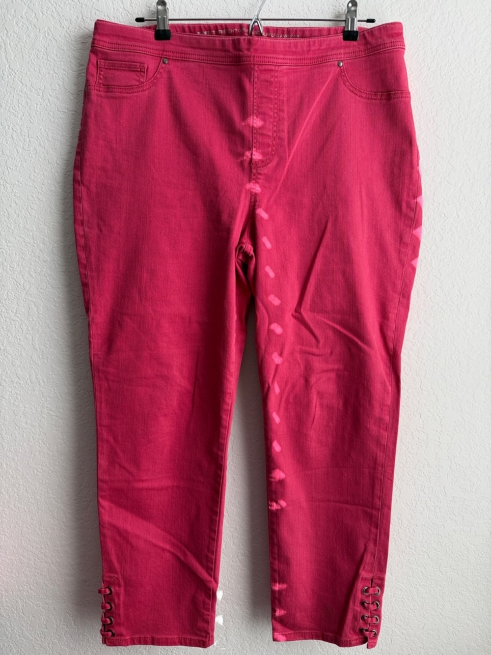 Chico's Hot Pink Skinny Jeans with Lace-Up Ankles